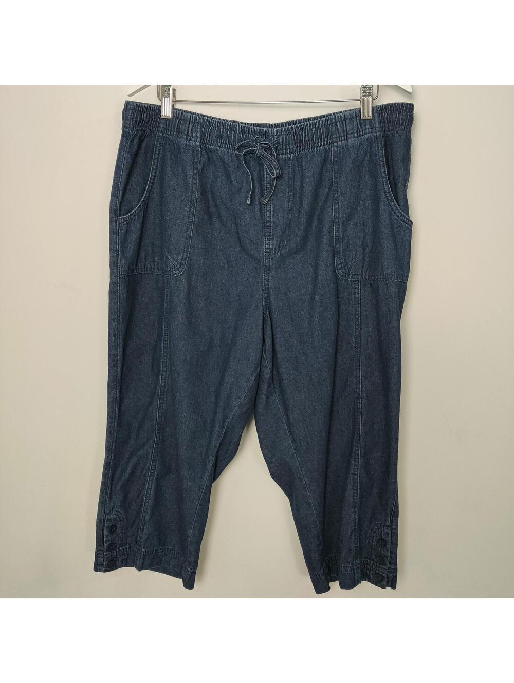 Classic Editions Denim Capri Pants XL 100% Cotton Summer Resortwear